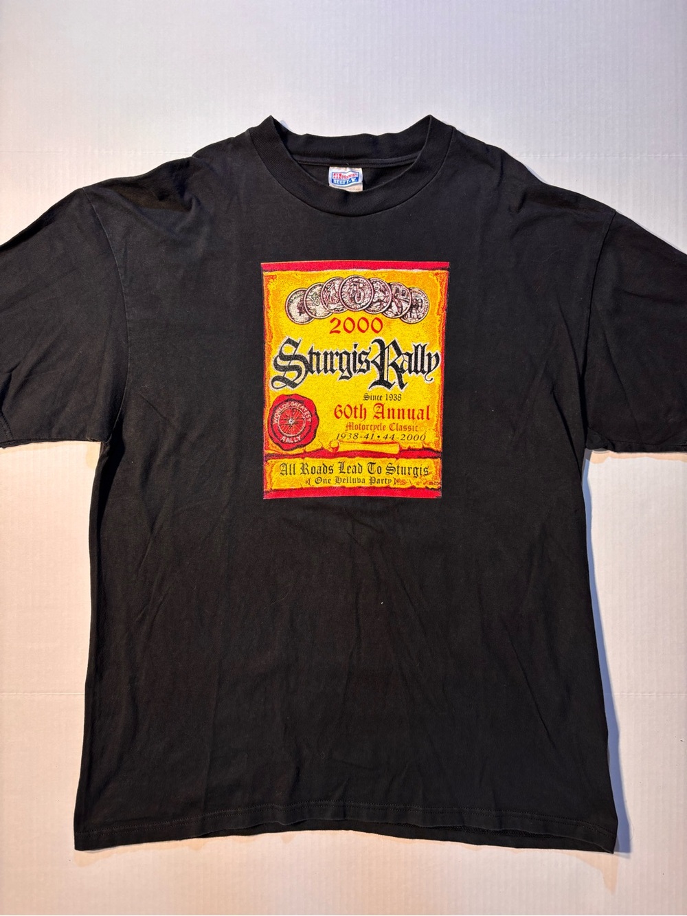 Vtg Hanes Beefy Sturgis Biker Rally Harley Choppers Double-Sided T-shirt XL Y2K